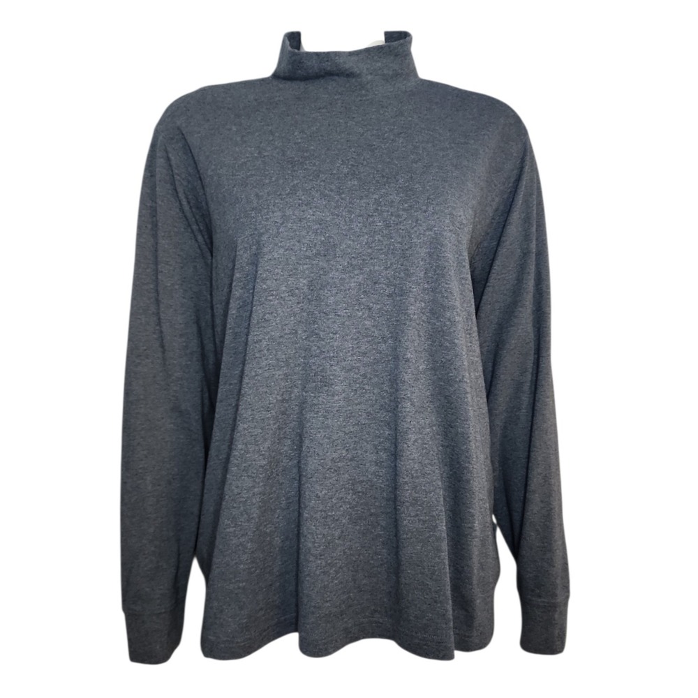 Lands End Shirt Womens Plus‎ Size 2X Relaxed Fit Grey Gray Mock Neck Base Layer